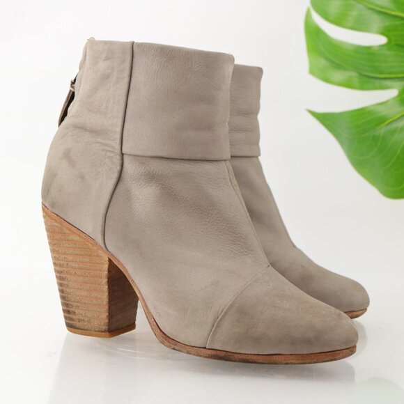 Rag Bone Womens Newbury Boot Size 7 Gray Nubuck Leather Block Heel Bootie Comfy - Picture 13 of 14